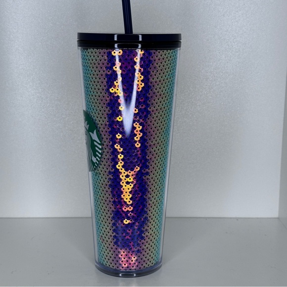 Starbucks Dark Purple Sequin Venti Cold Cup Tumbler Rare - Picture 7 of 7